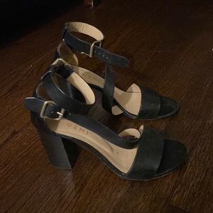 M Gemi Black genuine leather heels Sandals 37
